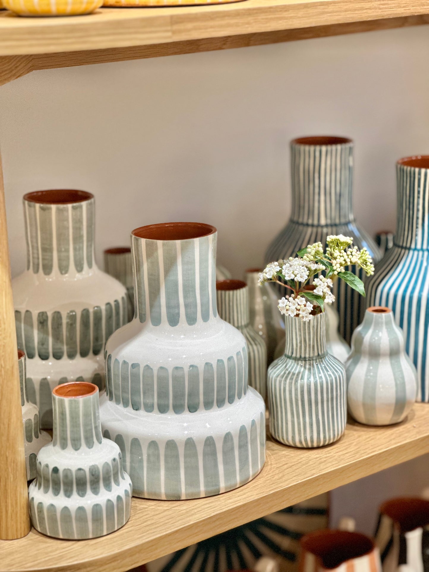 Vase rayure sauge L