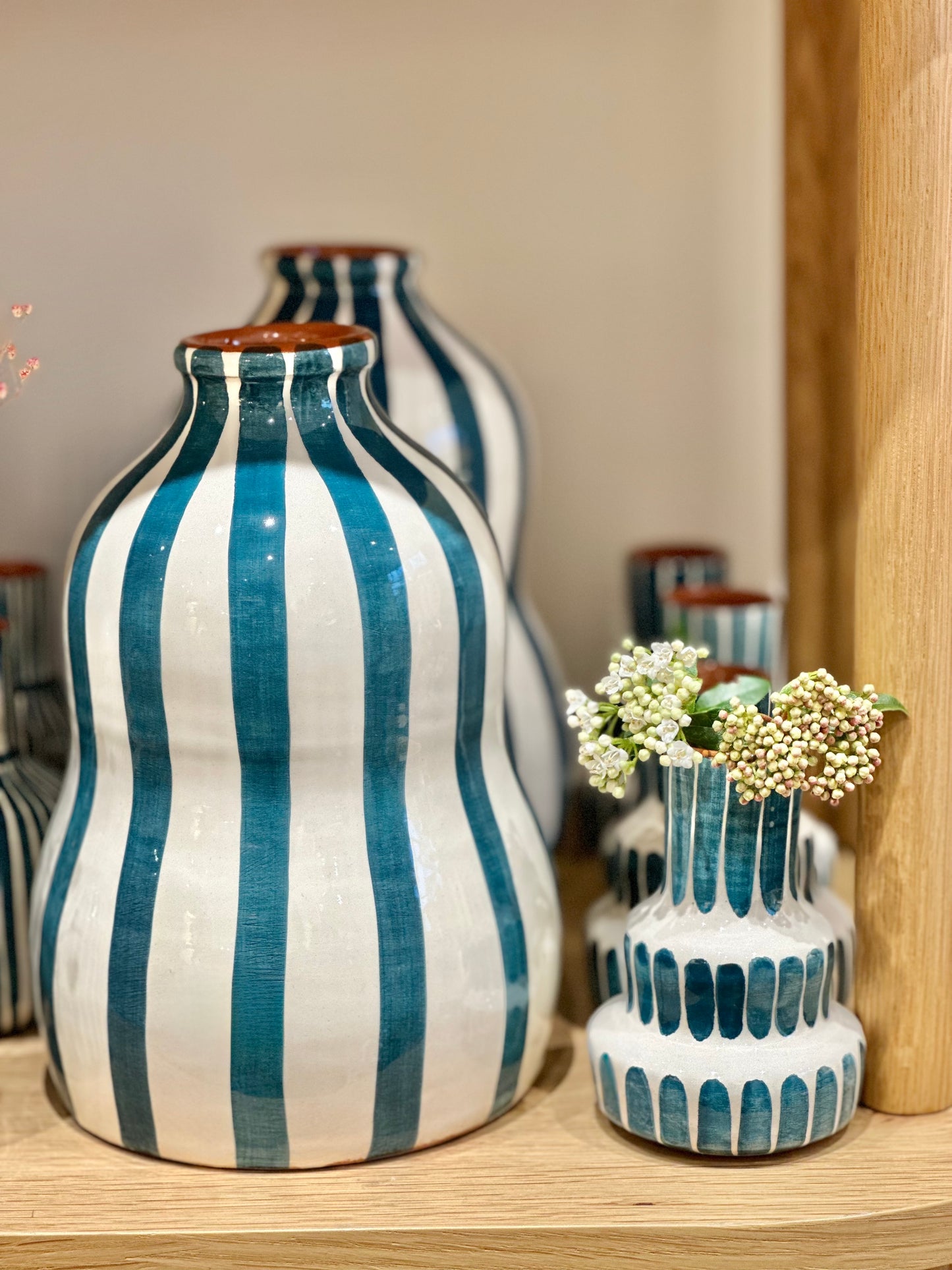 Vase rayure bleu S
