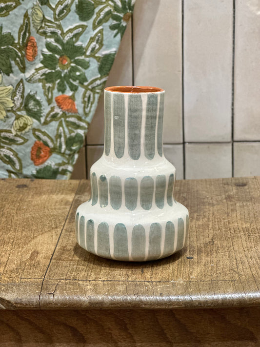 Vase rayure sauge S