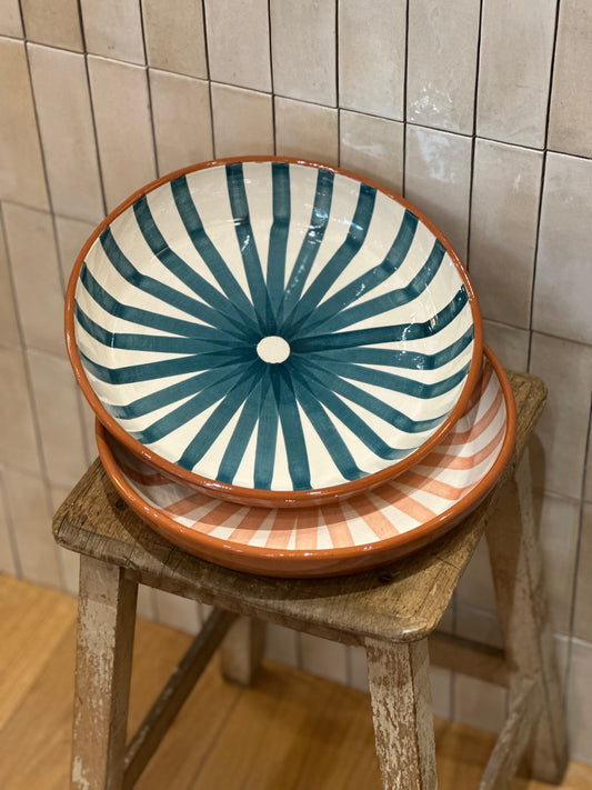 Plat de service bleu