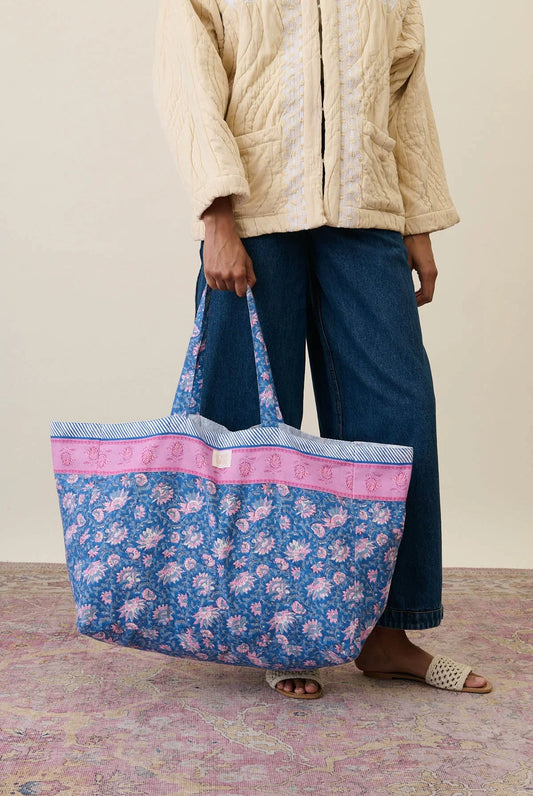 Cabas bleu et rose