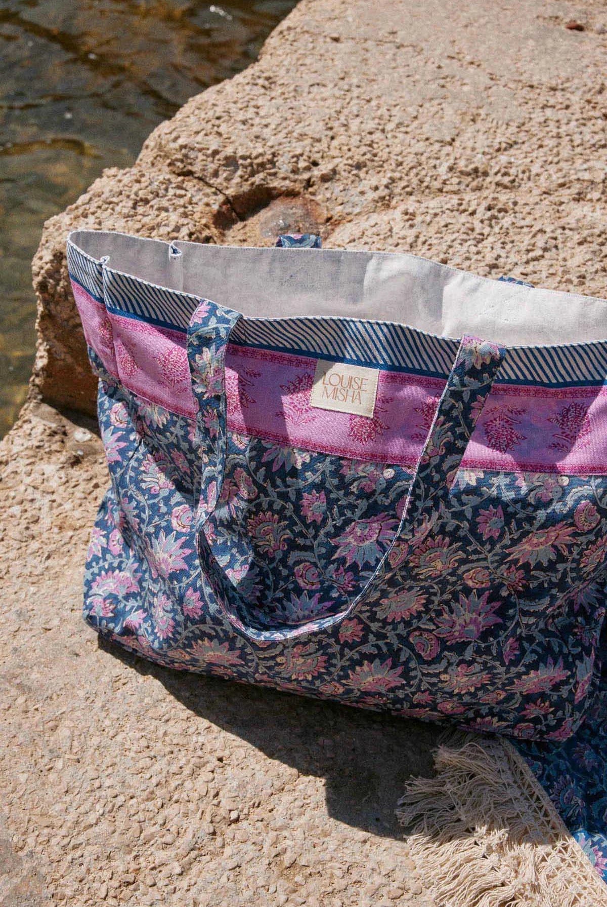 Cabas bleu et rose