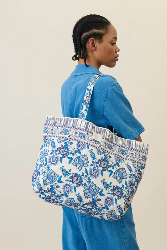 Cabas arabesque bleu