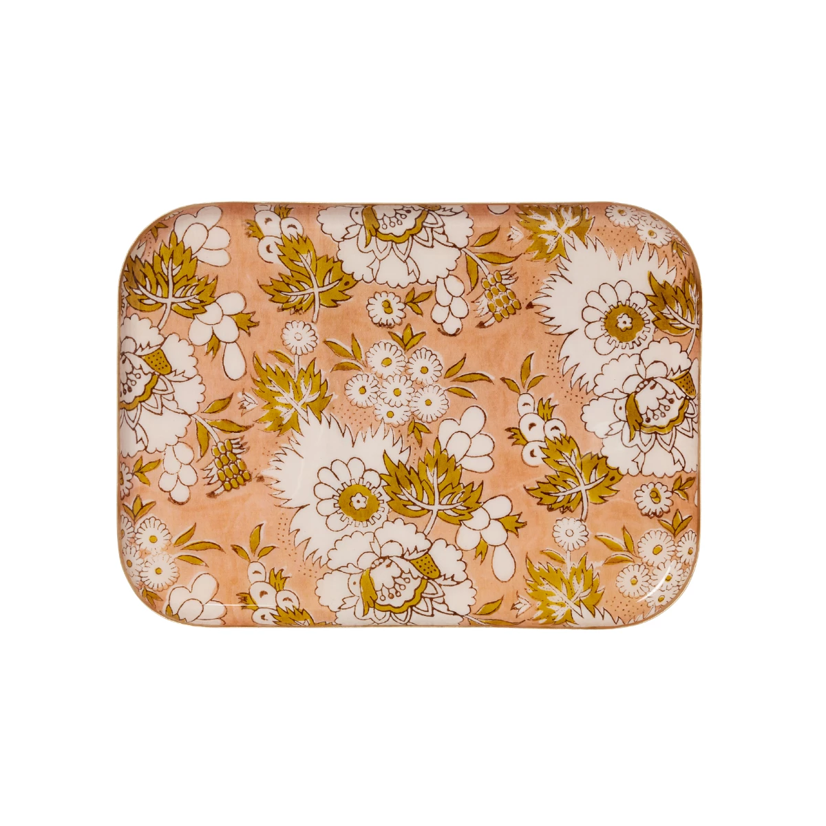 Plateau fleurs rose L