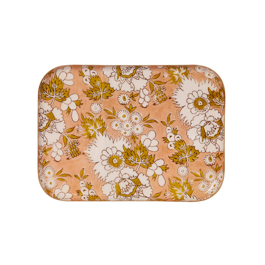 Plateau fleurs rose L