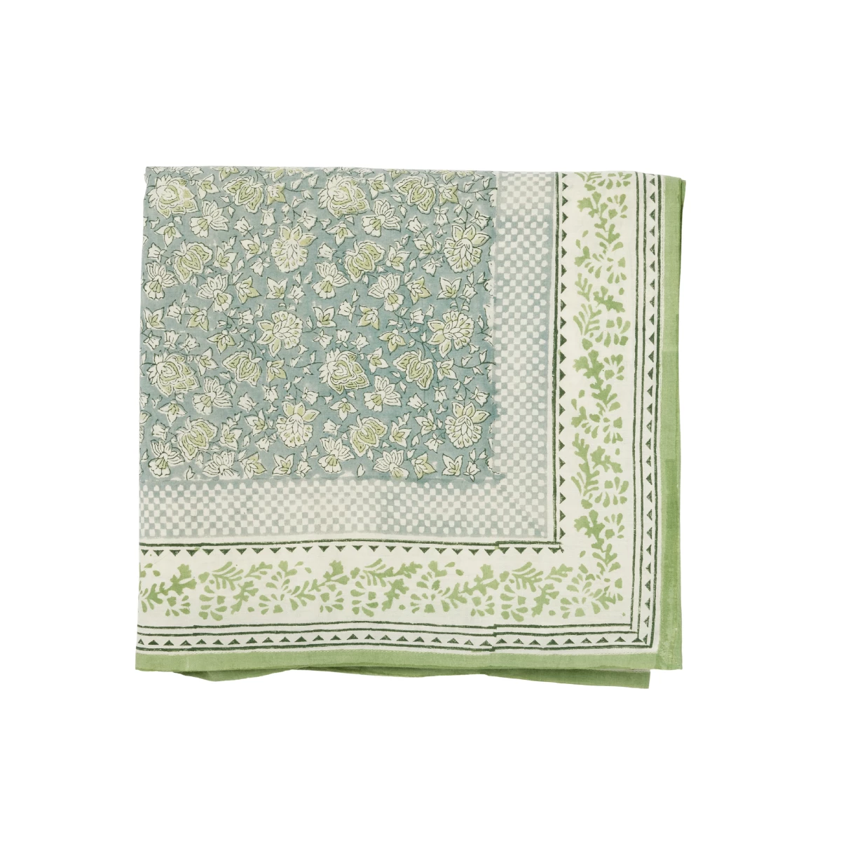 Nappe à fleurs bleu gris