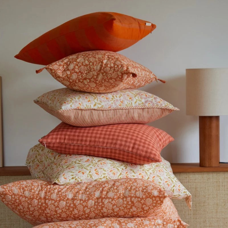 Coussin vichy terracotta