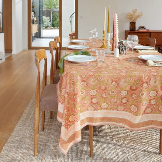 Nappe à fleurs terracotta