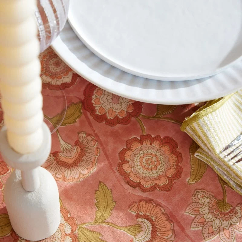 Nappe à fleurs terracotta