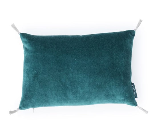 Coussin mini velours bleu canard