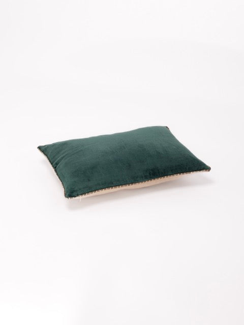 Coussin velours bleu canard