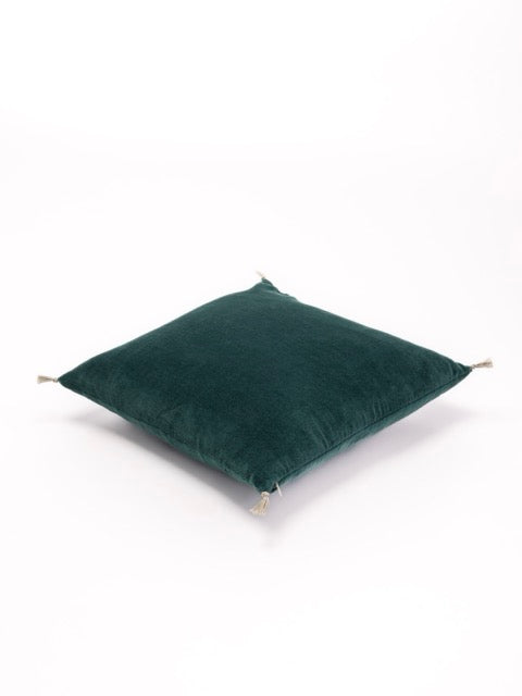 Coussin velours bleu canard