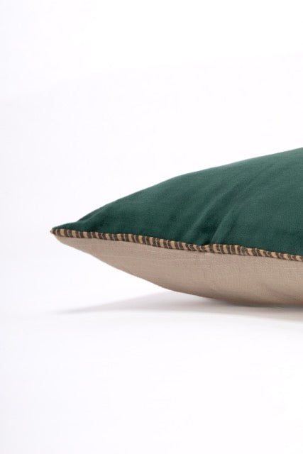 Coussin velours bleu canard
