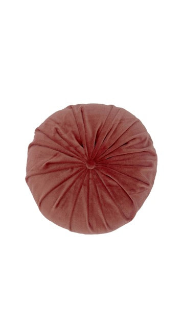 Coussin rond velours terracotta