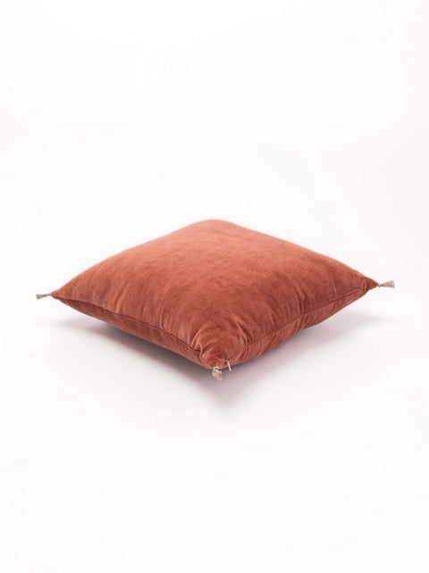Coussin velours terracotta