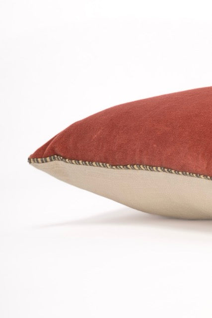 Coussin velours terracotta