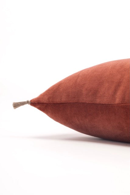 Coussin velours terracotta