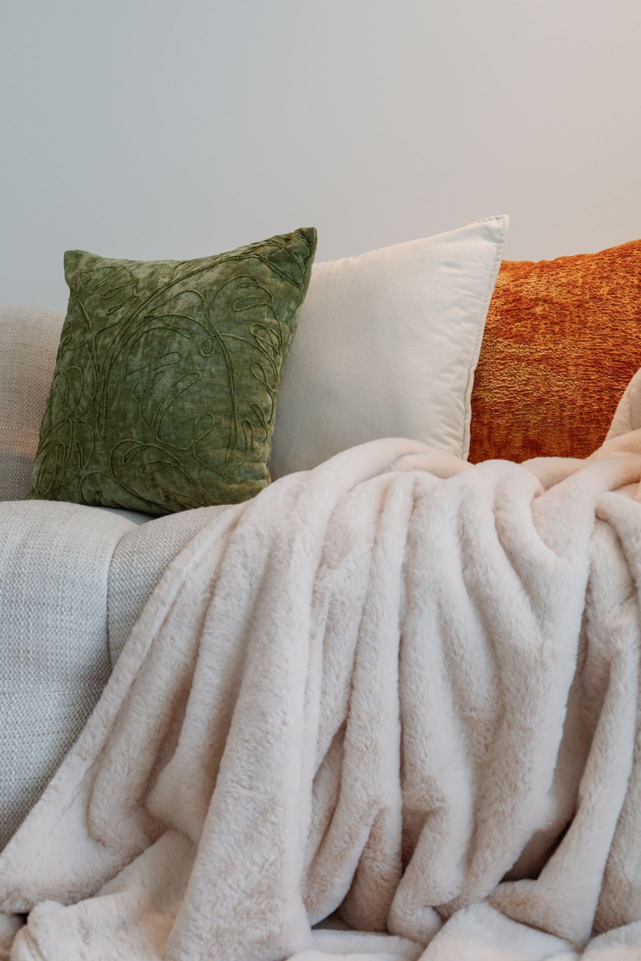 Plaid XL fausse fourrure beige