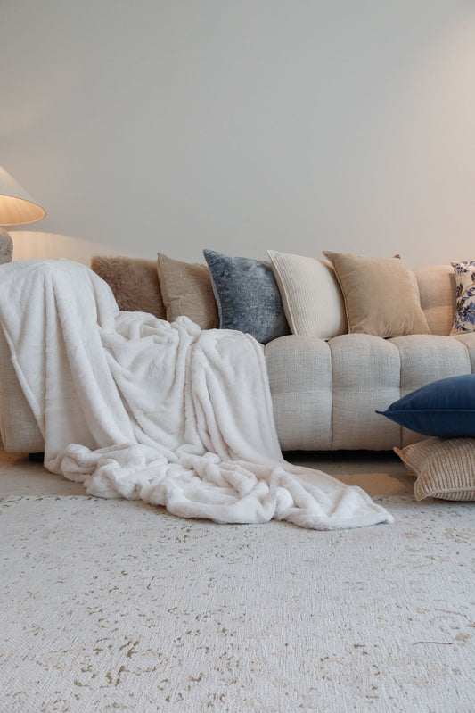 Plaid XL fausse fourrure ivoire