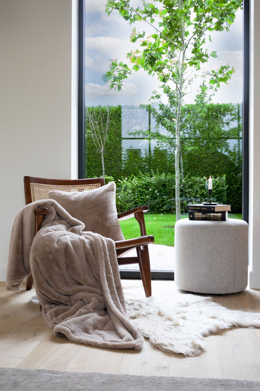 Plaid XL fausse fourrure taupe