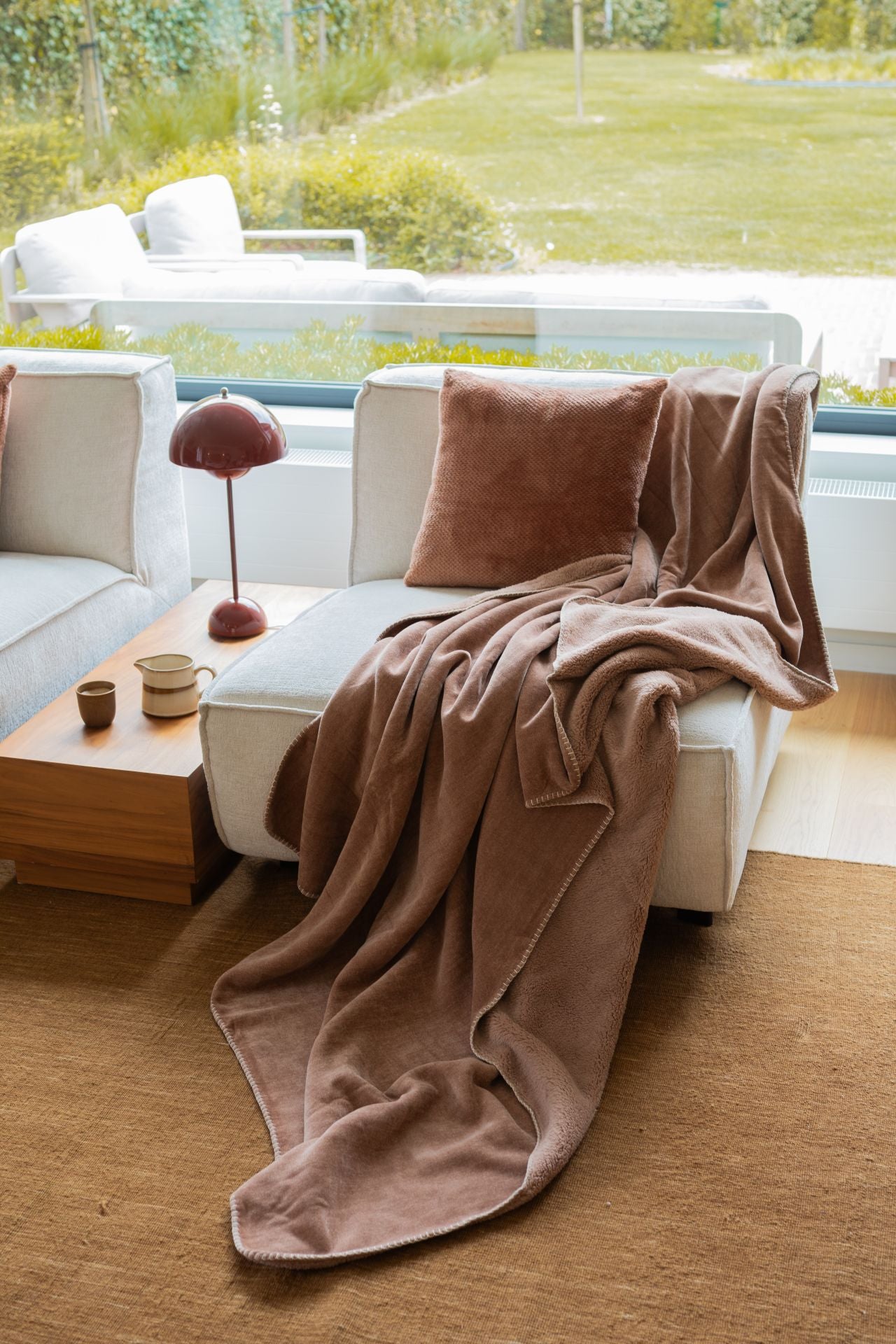 Plaid XL réversible moka