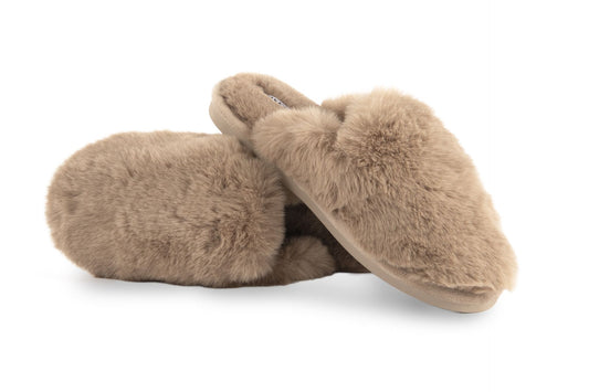 Chausson fausse fourrure taupe - plusieurs tailles