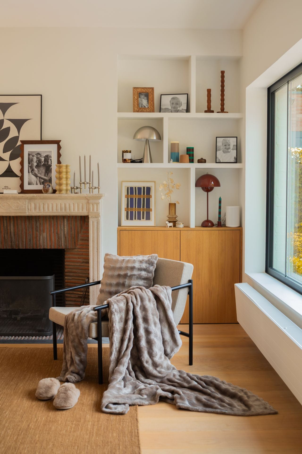 Chausson fausse fourrure taupe - plusieurs tailles