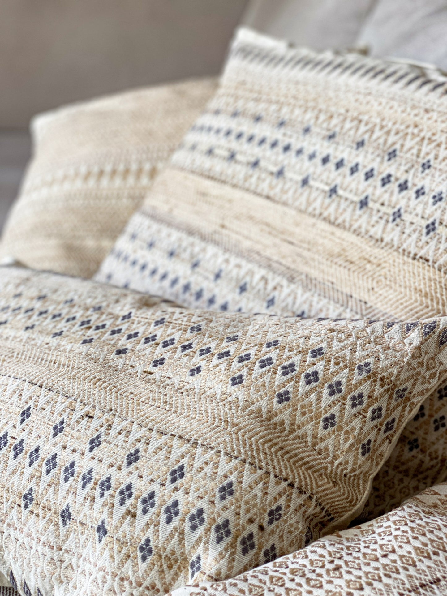 Coussin coton et soie