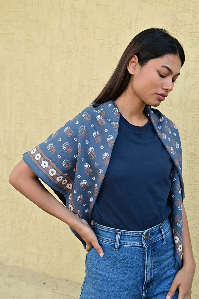 Foulard indien bleu