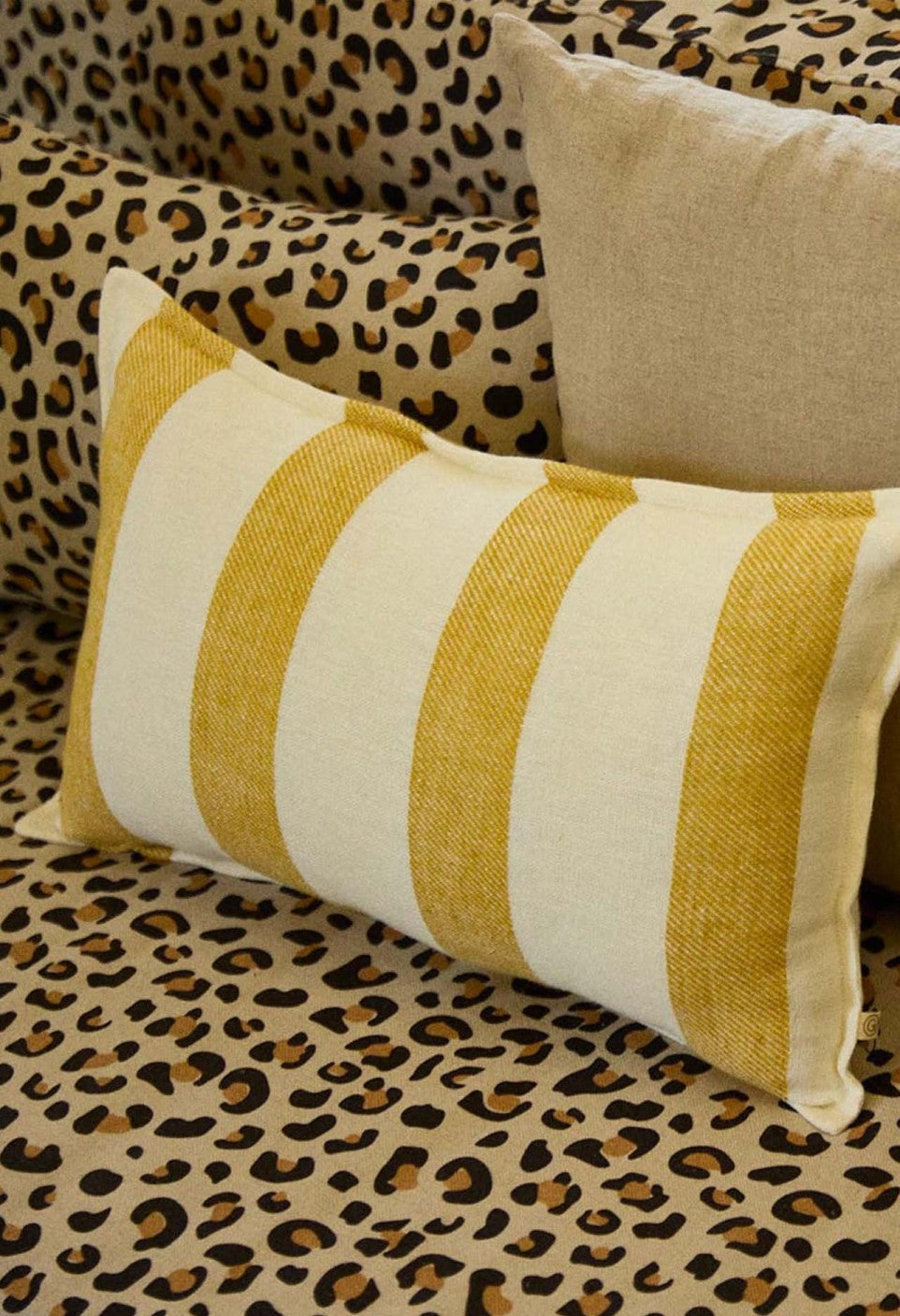 Coussin rayé curry - carré ou rectangle
