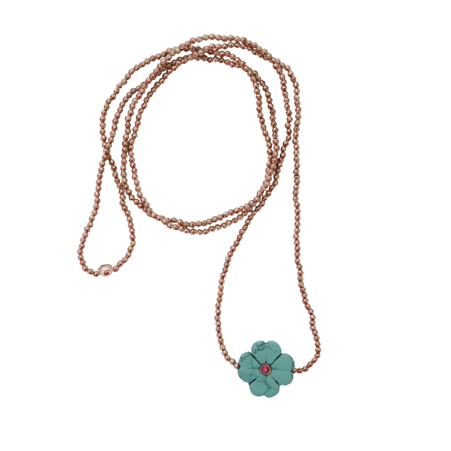 Sautoir Fleur Turquoise