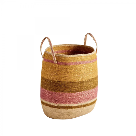 Panier anse tissé mais rose M