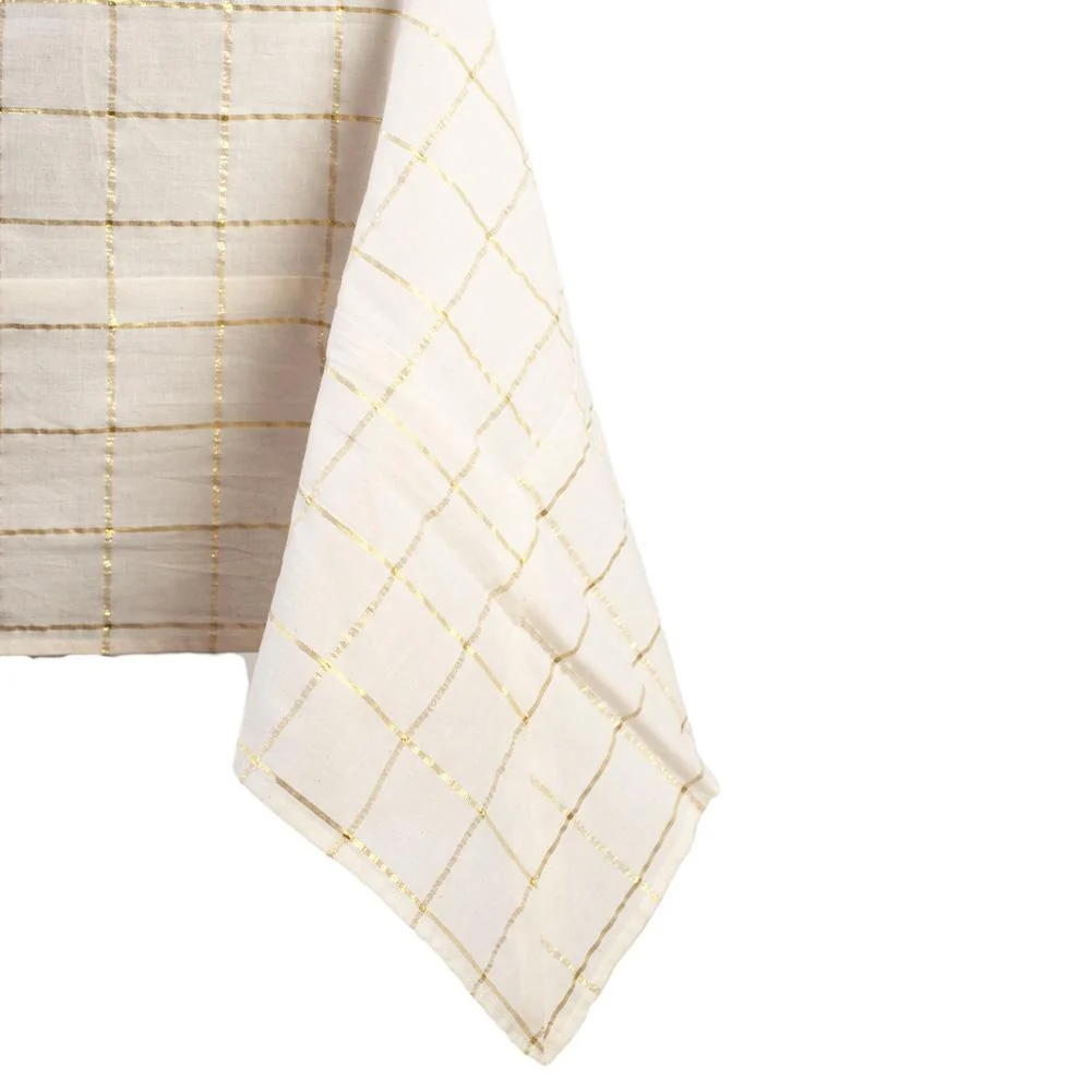 Nappe blanc carreaux or