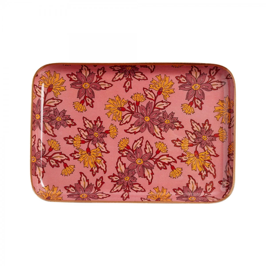 Plateau fleurs bois de rose M