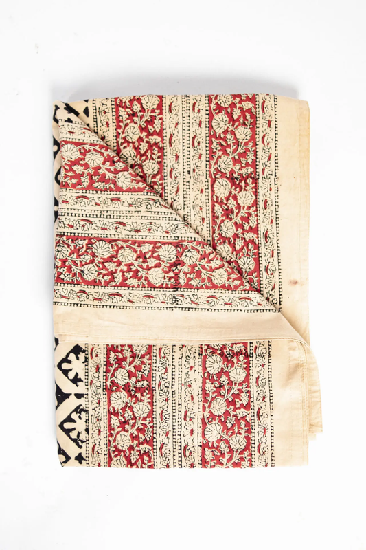 Nappe à fleurs noir et rouge