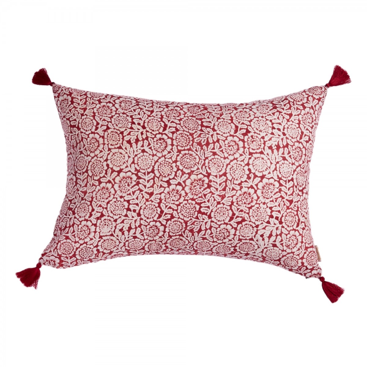 Coussin à fleurs grenat