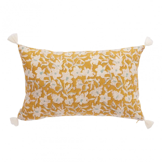 Coussin à fleurs safran