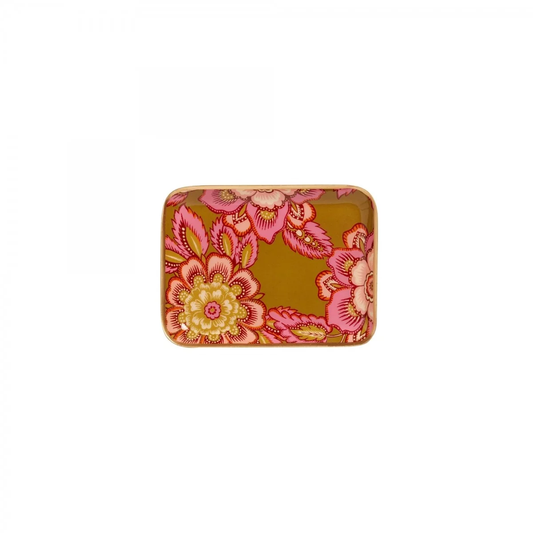 Plateau fleurs kaki rose