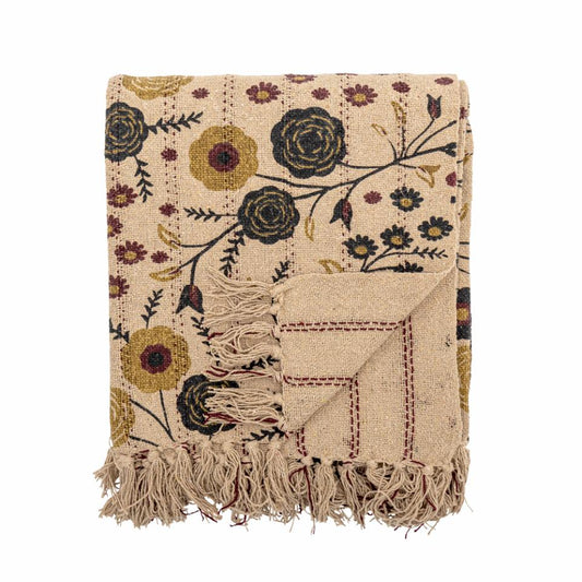 Plaid beige à fleurs