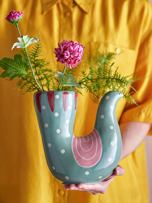 Vase oiseau à pois