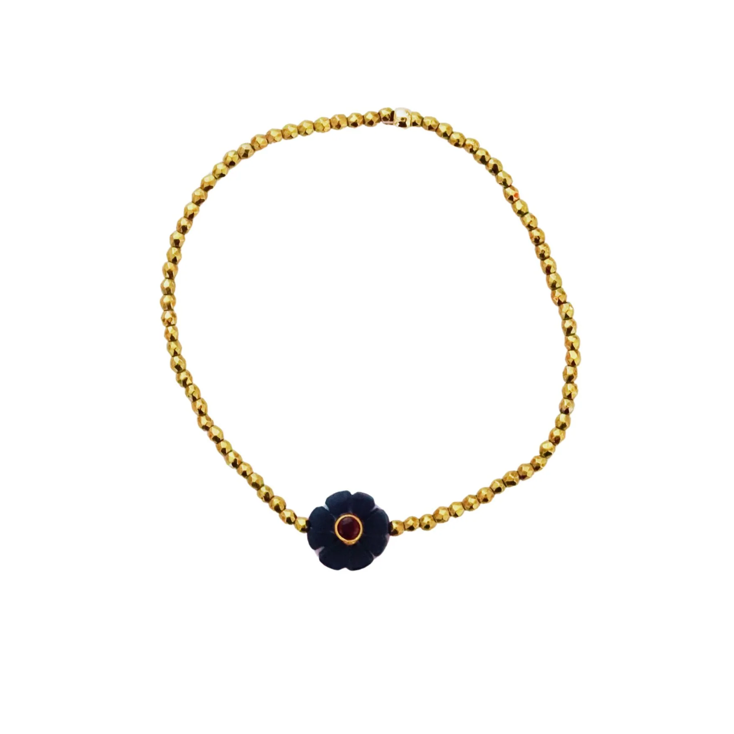 Bracelet fleur jade bleu