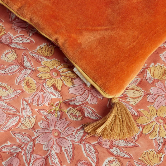 Edredon fleuri terracotta