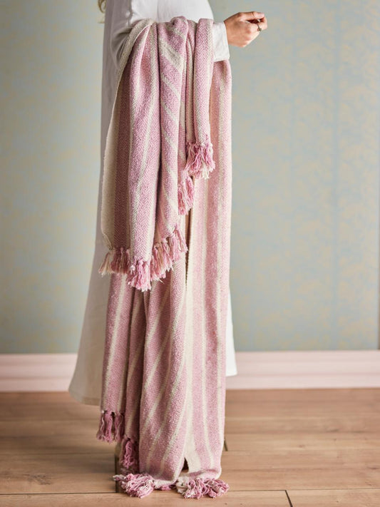 Plaid à rayures roses