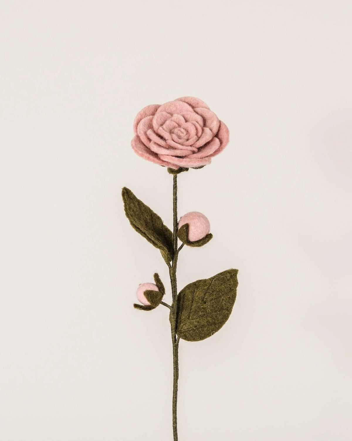 Camélia rose en laine
