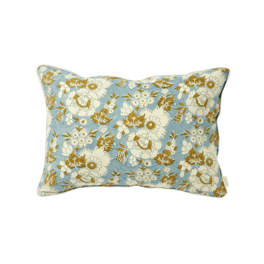Coussin à fleurs bleu