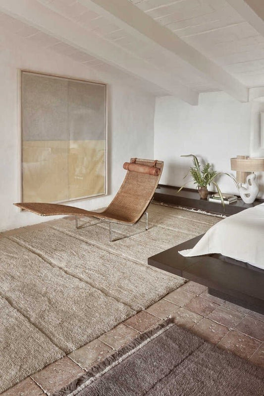 Tapis taupe 100% laine - plusieurs tailles