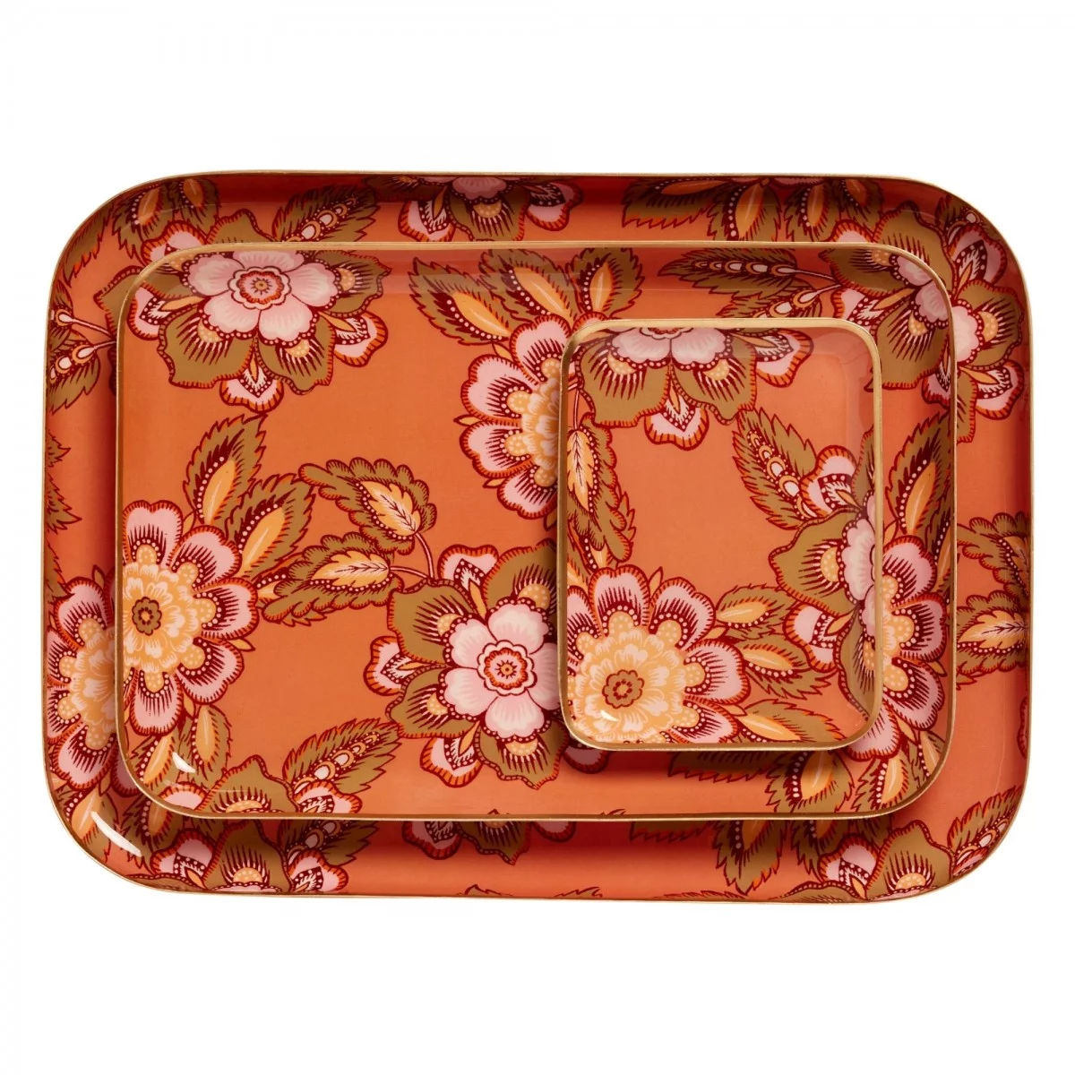 Plateau fleurs terracotta