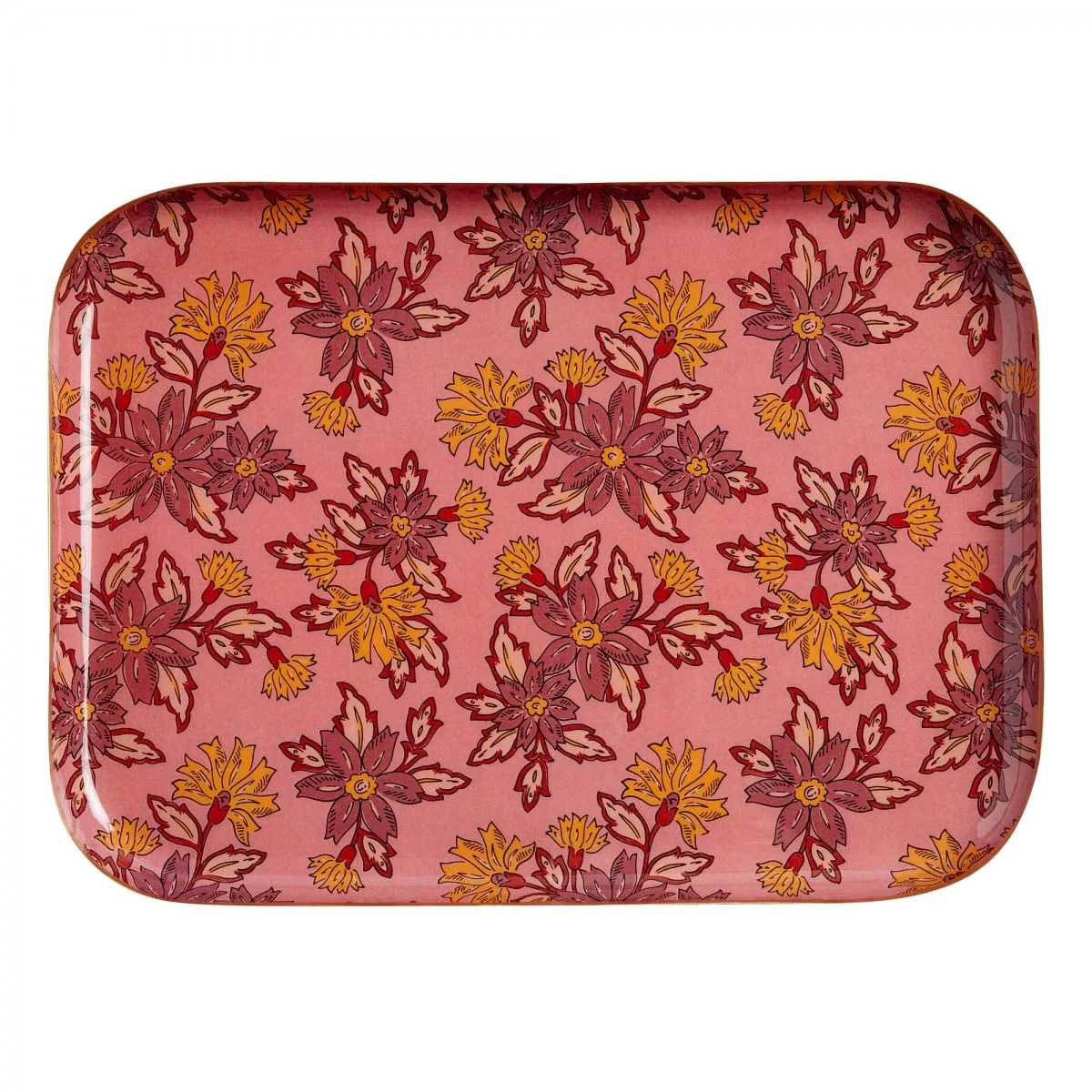 Plateau fleurs bois de rose L