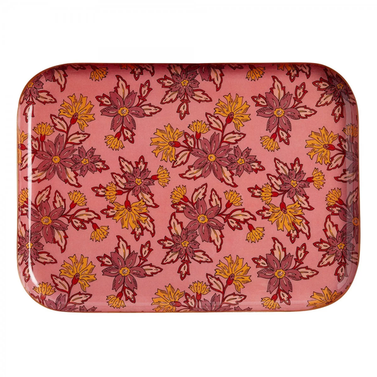 Plateau fleurs bois de rose L
