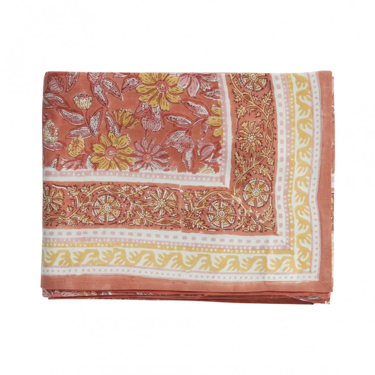 Nappe à fleurs terracotta
